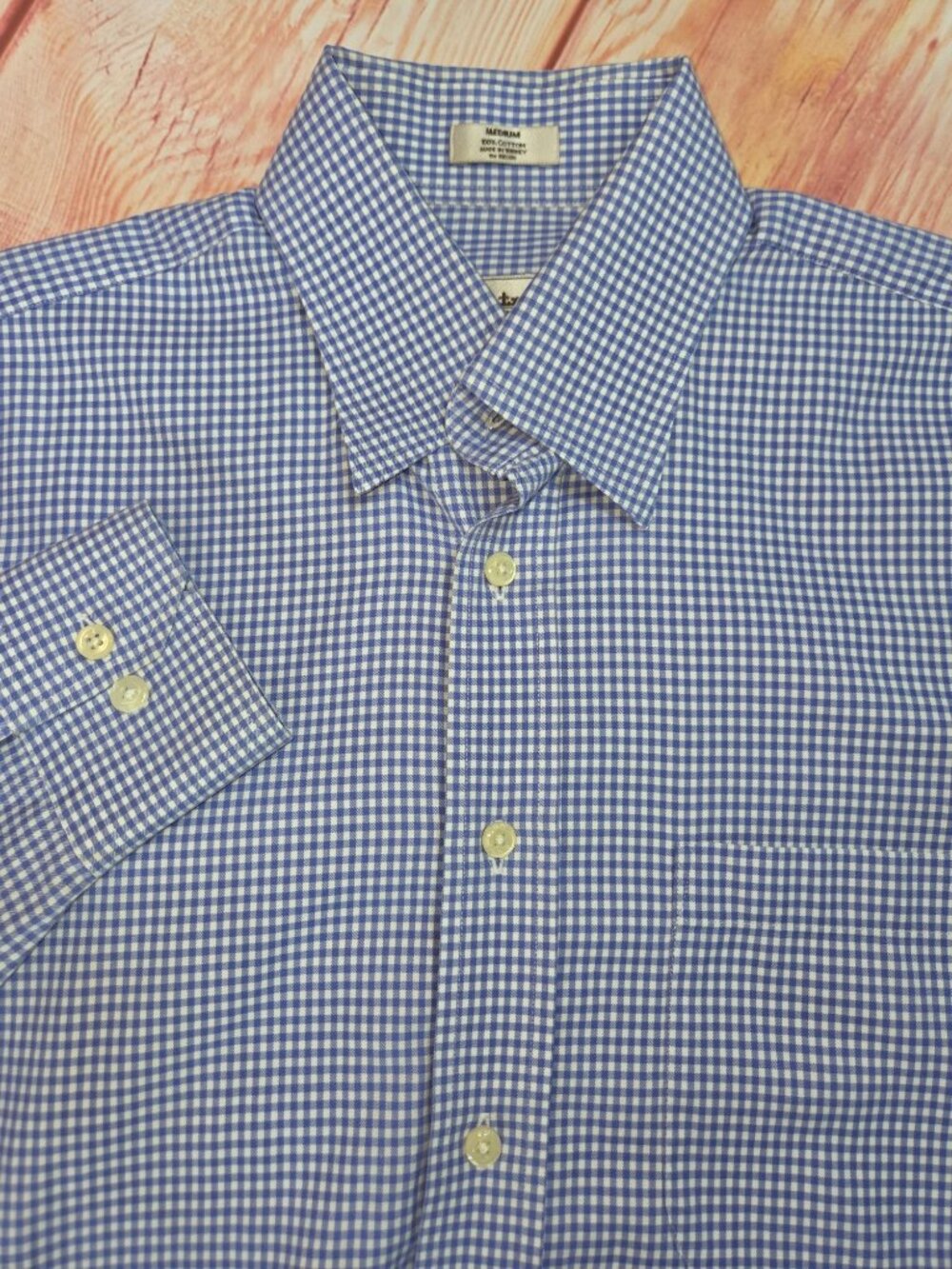 Peter Millar Mens Blue Check Button-Up Shirt Medium